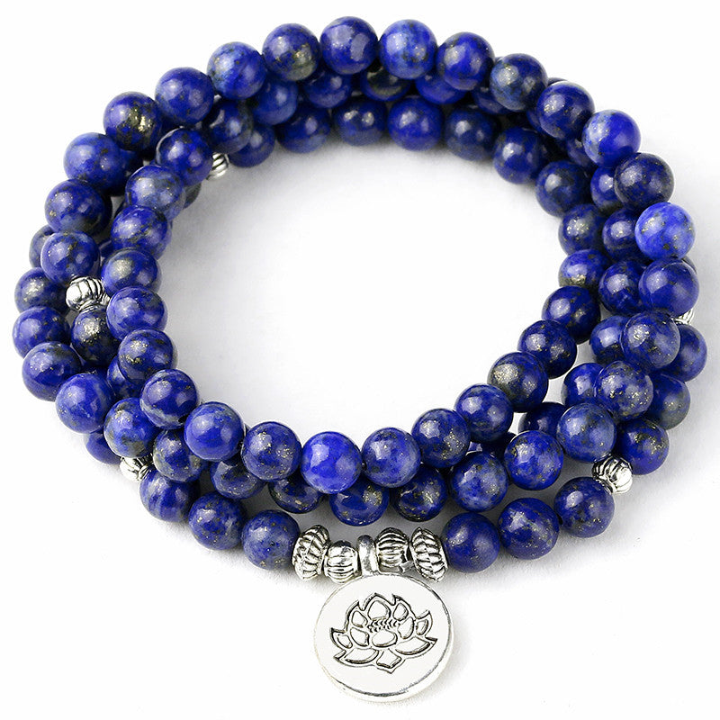 Lapis Lazuli Crystal Lotus OM Eye Buddha Yoga Bracelet