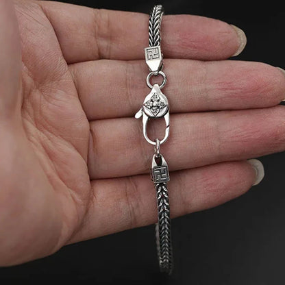 Männer und Frauen 925 Sterling Silber Punk Retro Hip Hop Diamant Schmuck Ornament Armband