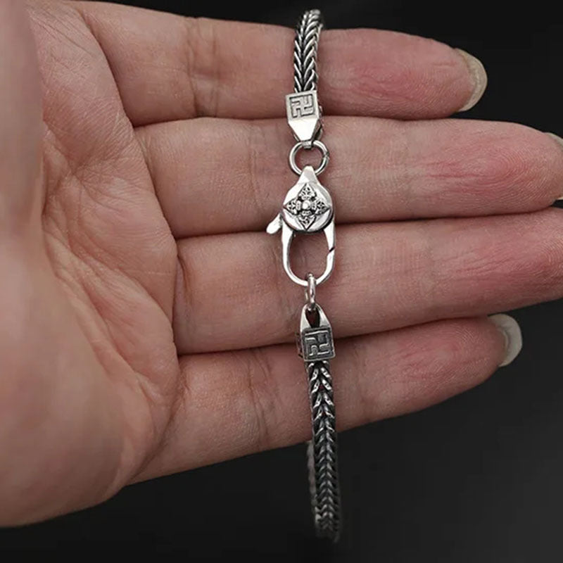 Männer und Frauen 925 Sterling Silber Punk Retro Hip Hop Diamant Schmuck Ornament Armband