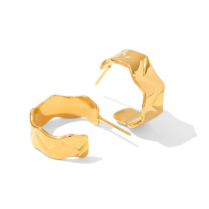 INS Style 18K Gold-plated Stainless Steel Irregular Width High Polishing