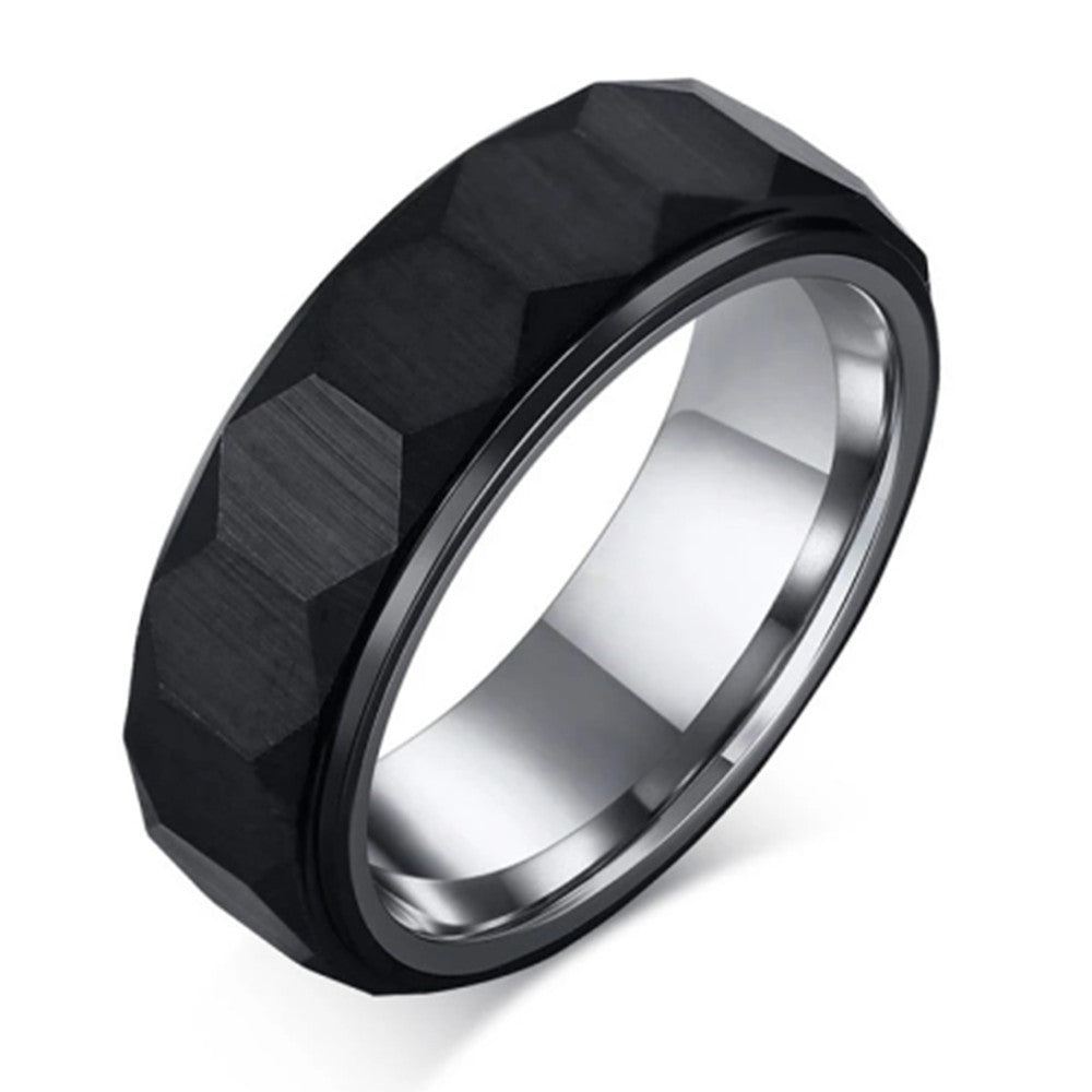 Men's New Batch Flower Room Black Tungsten Steel Ring
