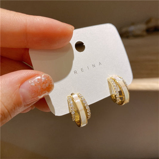 Double Circle Shell Delicate Earrings