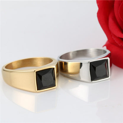 European And American New Titanium Steel Female Stainless Steel Ruby Ring