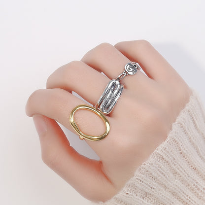 925 Sterling Silver Ring INS Simple Geometric Irregular Hollow-out Ring For Women