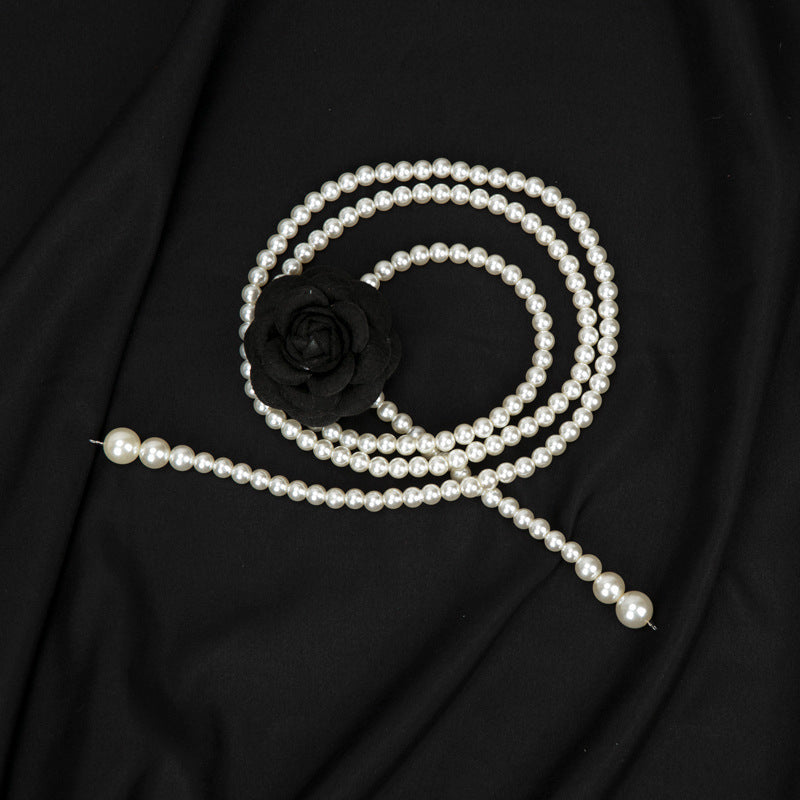 Sweet Pearl Women's Handmade Flowers Thin Waist Chain Accessory