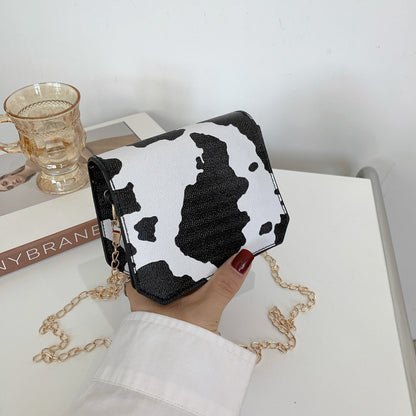 Women's Fashion Korean Version Of Western Style Cow Pattern Chain Lipstick Bag